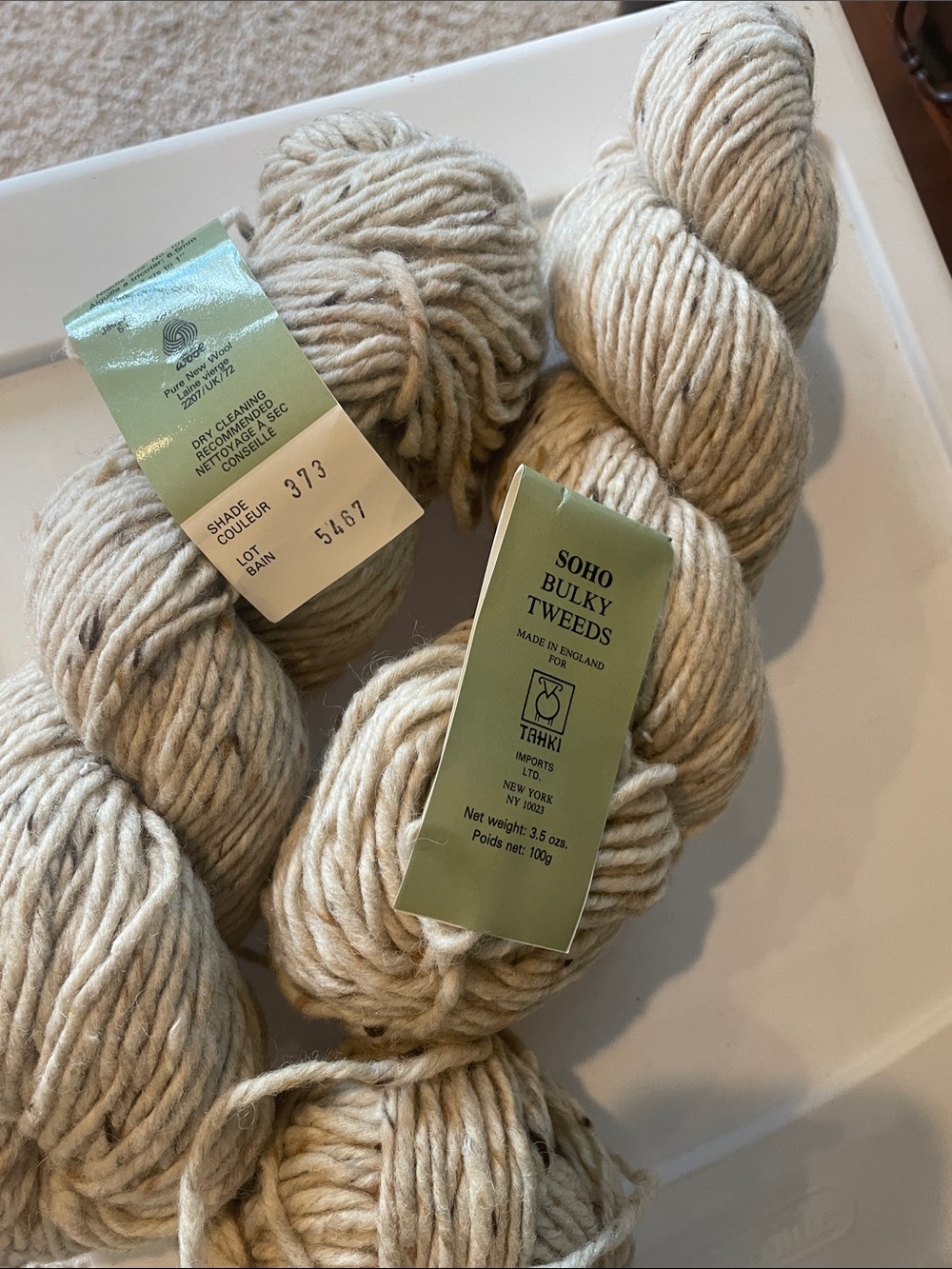 Soho Bulky Tweeds Yarn - Natural Cream 2 Skeins